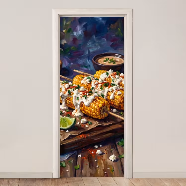 Eten - Maïs - Saus - Geschilderd - Geel deurposter klein -3d_beige