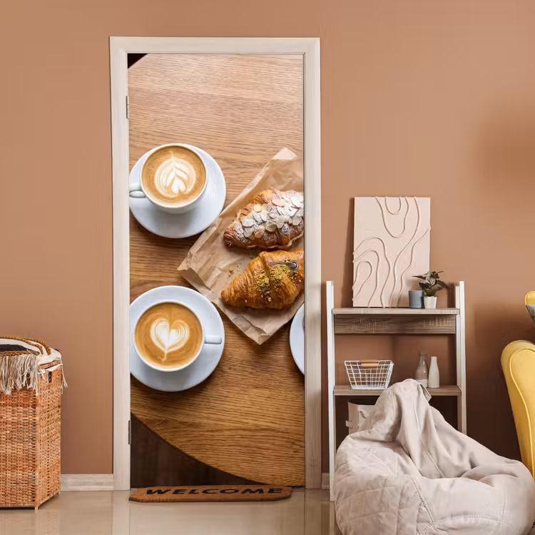 Eten - Croissant - Koffie - Ontbijt - Modern deurposter klein -sfeer1