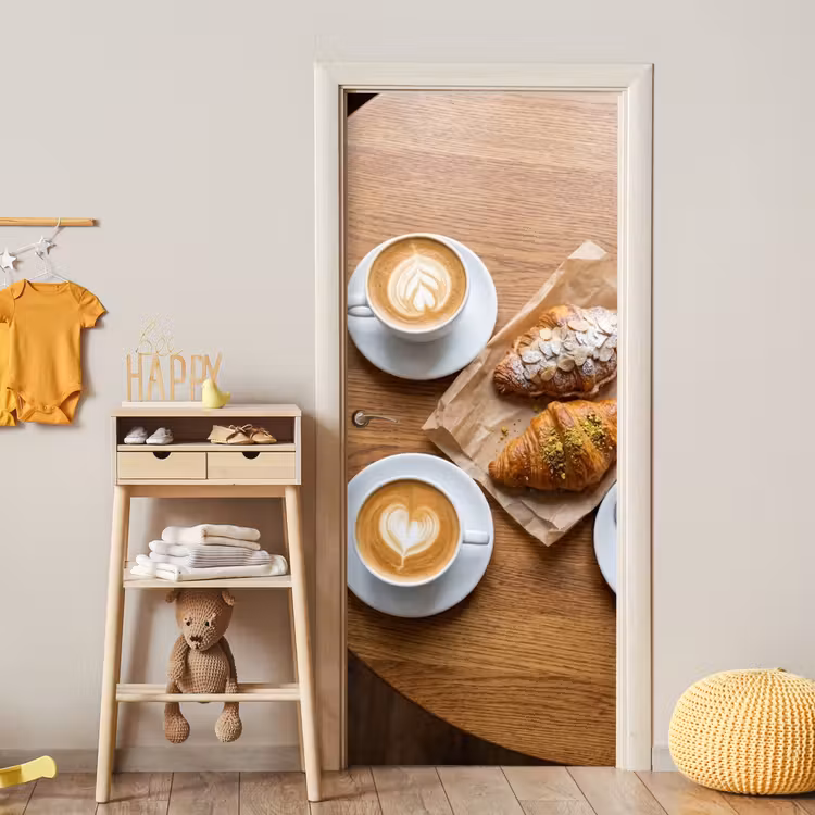 Eten - Croissant - Koffie - Ontbijt - Modern deurposter klein -sfeer4