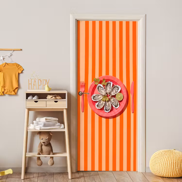 Eten - Oester - Zeevruchten - Oranje - Modern deurposter klein -sfeer4