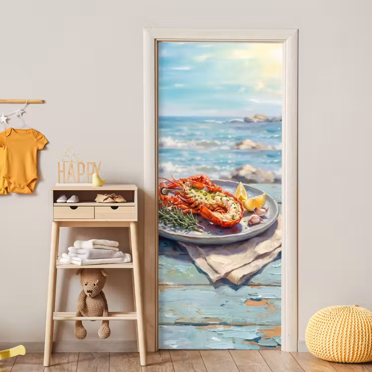 Eten - Zee - Kust - Modern - Blauw deurposter klein -sfeer4