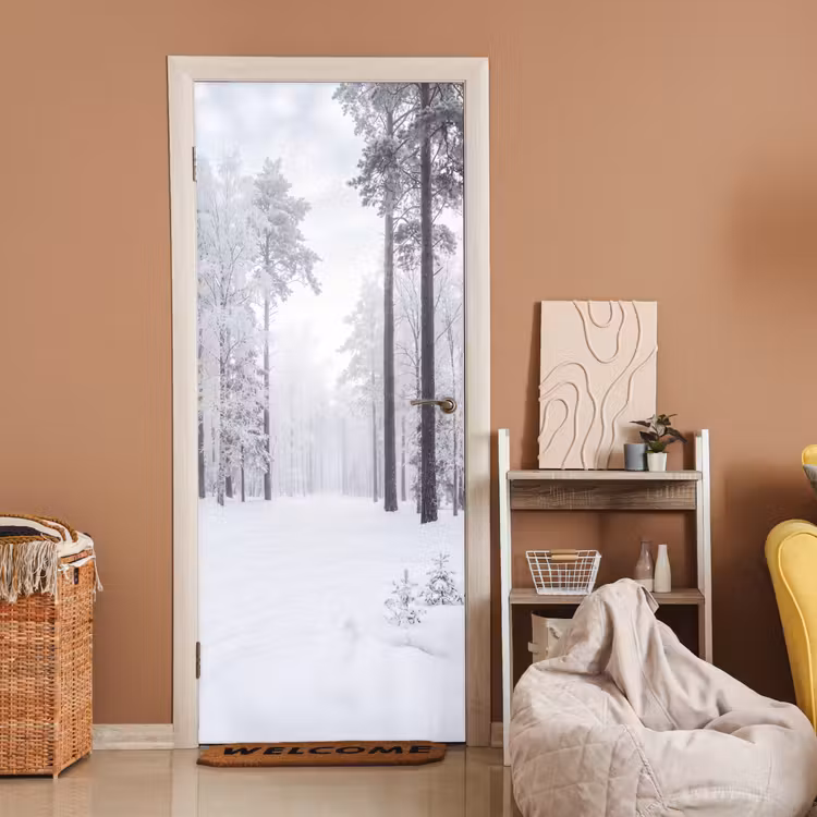 Bos - Sneeuw - Pad - Winter - Stilte deurposter klein -sfeer1
