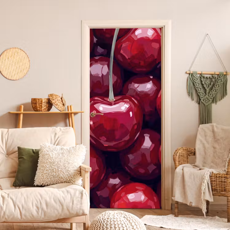 Fruit - Kersen - Eten - Modern - Rood deurposter klein -sfeer2