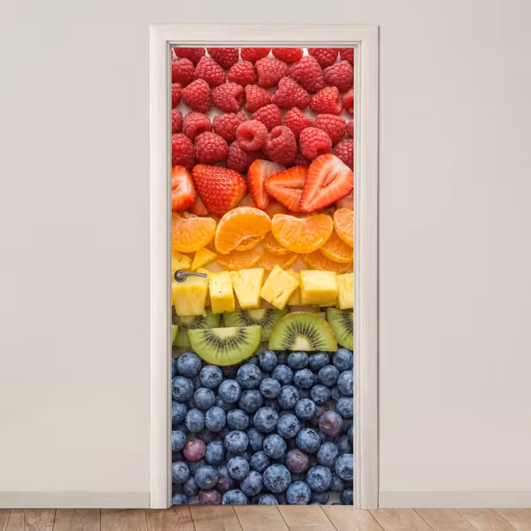 Fruit - Regenboog - Gezond - Kleurrijk deurposter klein -3d_beige