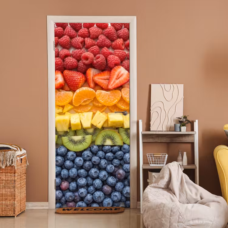 Fruit - Regenboog - Gezond - Kleurrijk deurposter klein -sfeer1
