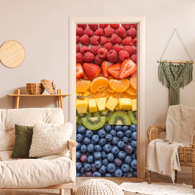 Fruit - Regenboog - Gezond - Kleurrijk deurposter klein -sfeer2
