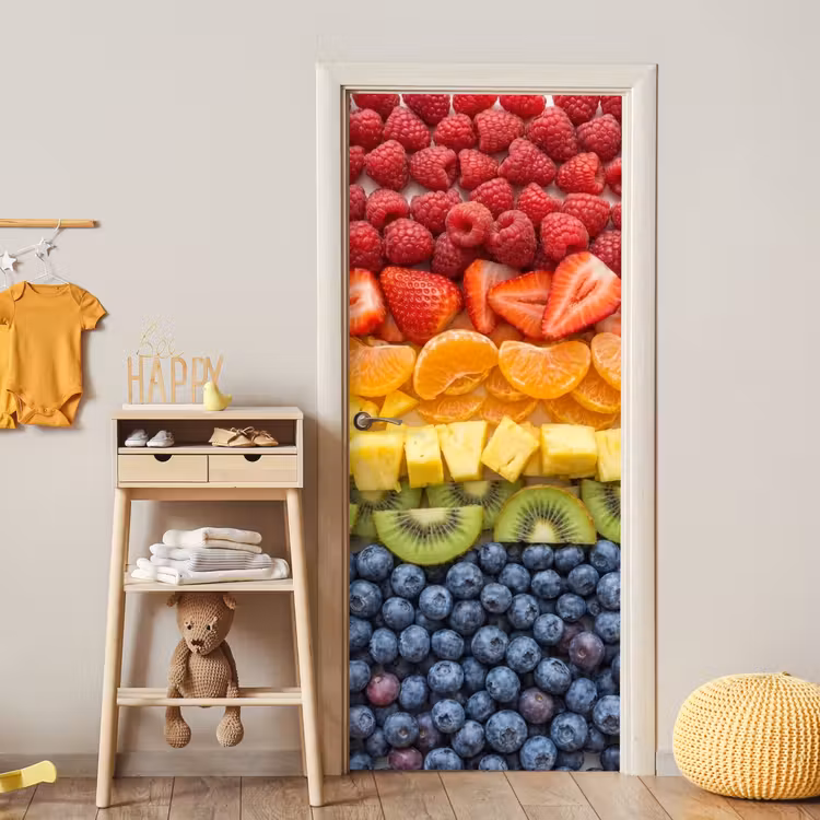 Fruit - Regenboog - Gezond - Kleurrijk deurposter klein -sfeer4