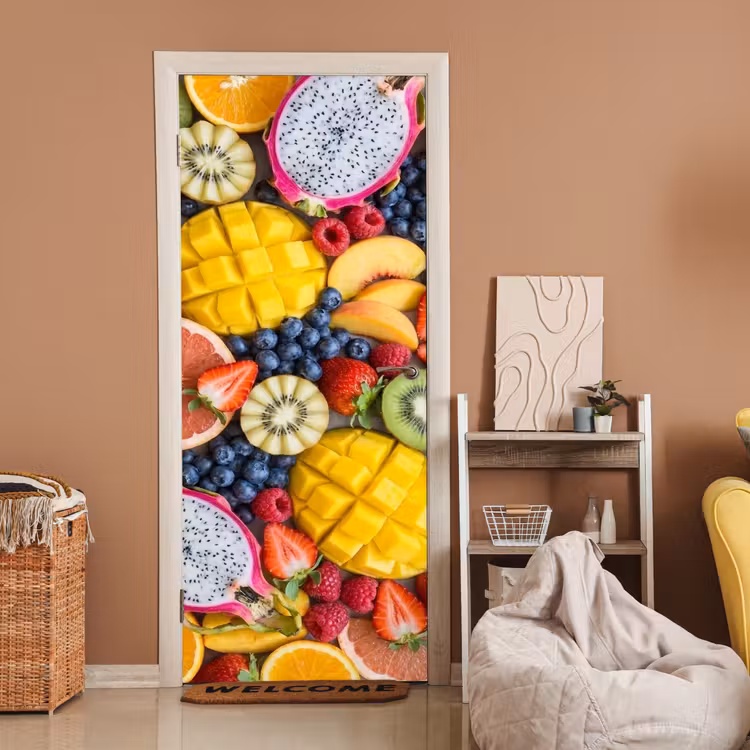 Fruit - Versneden - Kleurrijk - Eten - Gezond deurposter klein -sfeer1