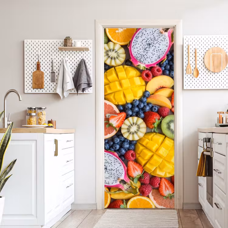 Fruit - Versneden - Kleurrijk - Eten - Gezond deurposter klein -sfeer5