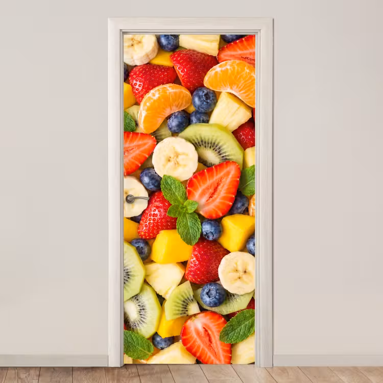Fruit - Plakjes - Eten - Kleurrijk deurposter klein -3d_beige