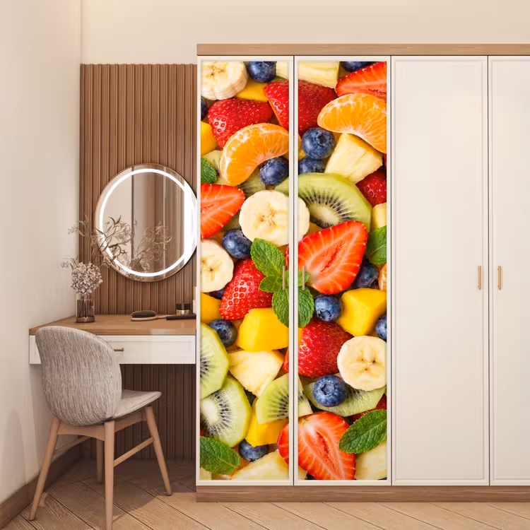 Fruit - Plakjes - Eten - Kleurrijk deurposter klein -sfeer3