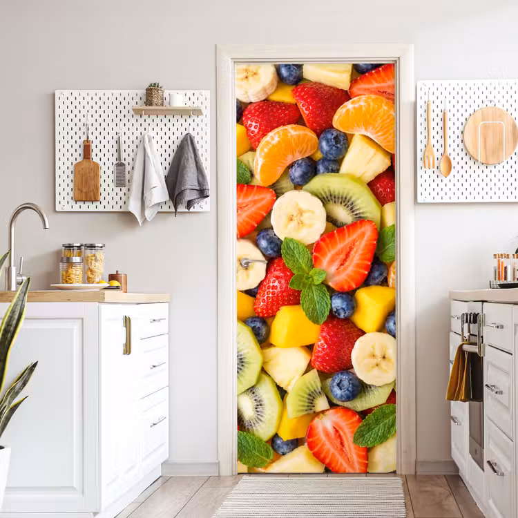 Fruit - Plakjes - Eten - Kleurrijk deurposter klein -sfeer5