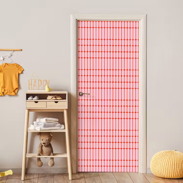 Geometrisch - Minimalistisch - Rood - Roze deurposter klein 289 -sfeer4