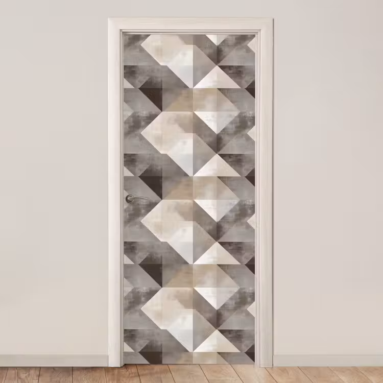 Geometrisch - Motief - Aardetinten deurposter klein 289 -3d_beige