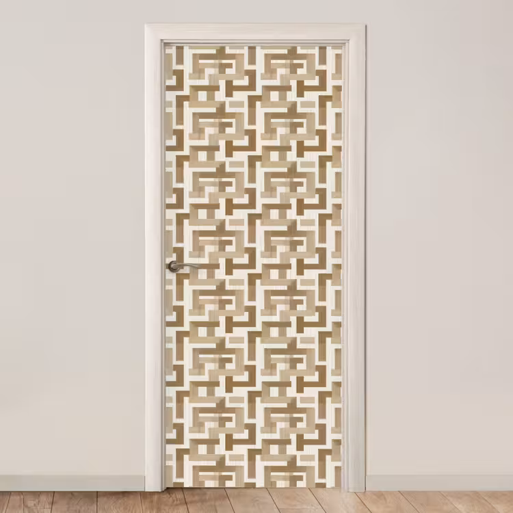 Geometrisch - Retro - Bruin deurposter klein 289 -3d_beige