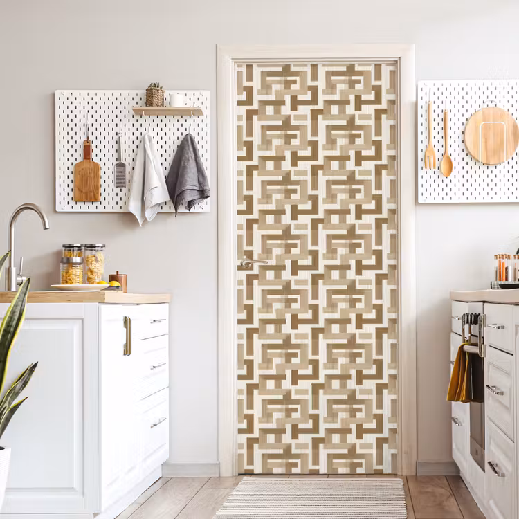 Geometrisch - Retro - Bruin deurposter klein 289 -sfeer5