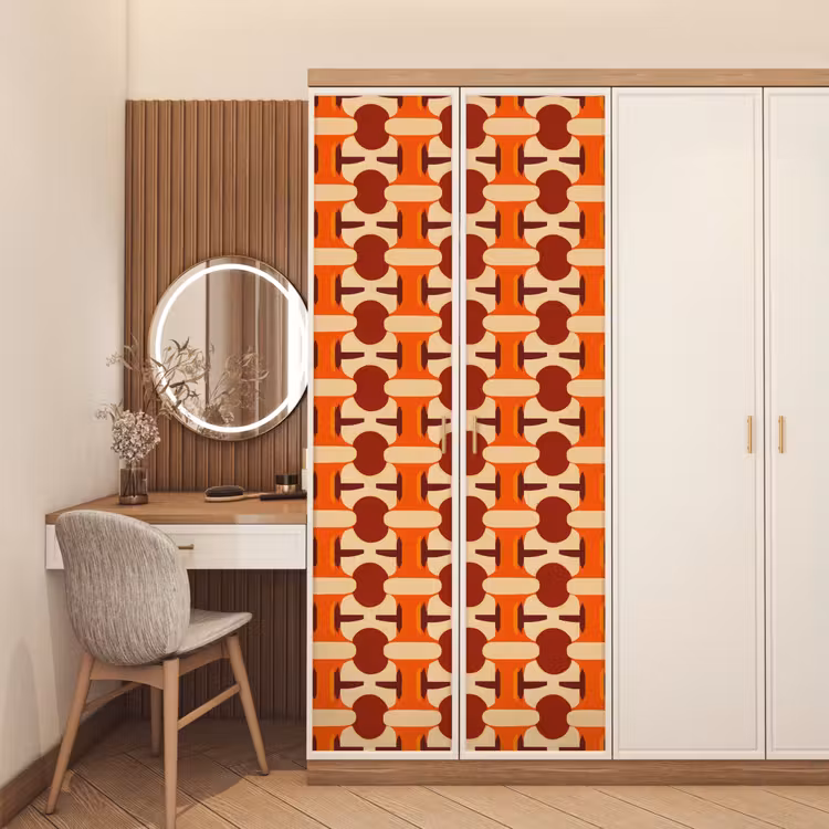 Geometrisch - Retro - Oranje deurposter klein 289 -sfeer3