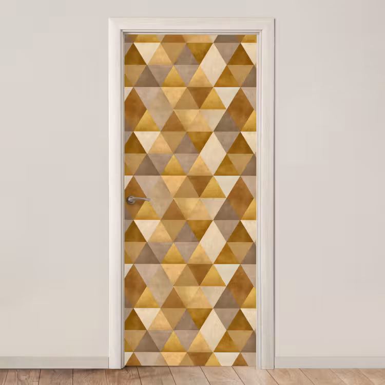 Geometrisch - Driehoek - Goud deurposter klein 289 -3d_beige