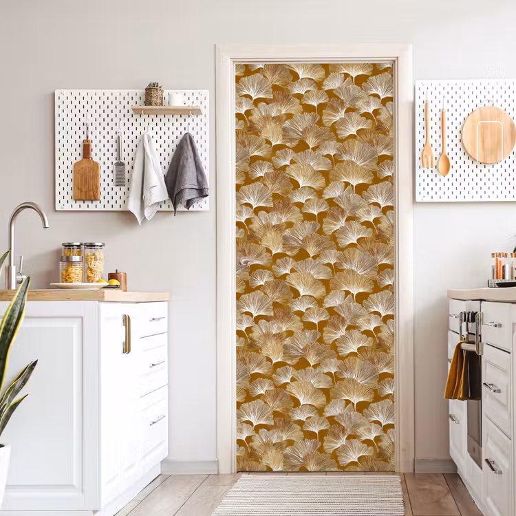 Ginkgo - Bladeren - Goud deurposter klein 289 -sfeer5