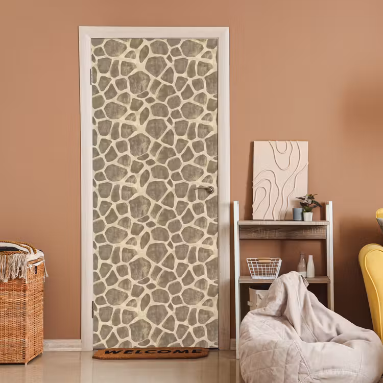 Giraf - Patroon - Beige - Bruin deurposter klein 289 -sfeer1