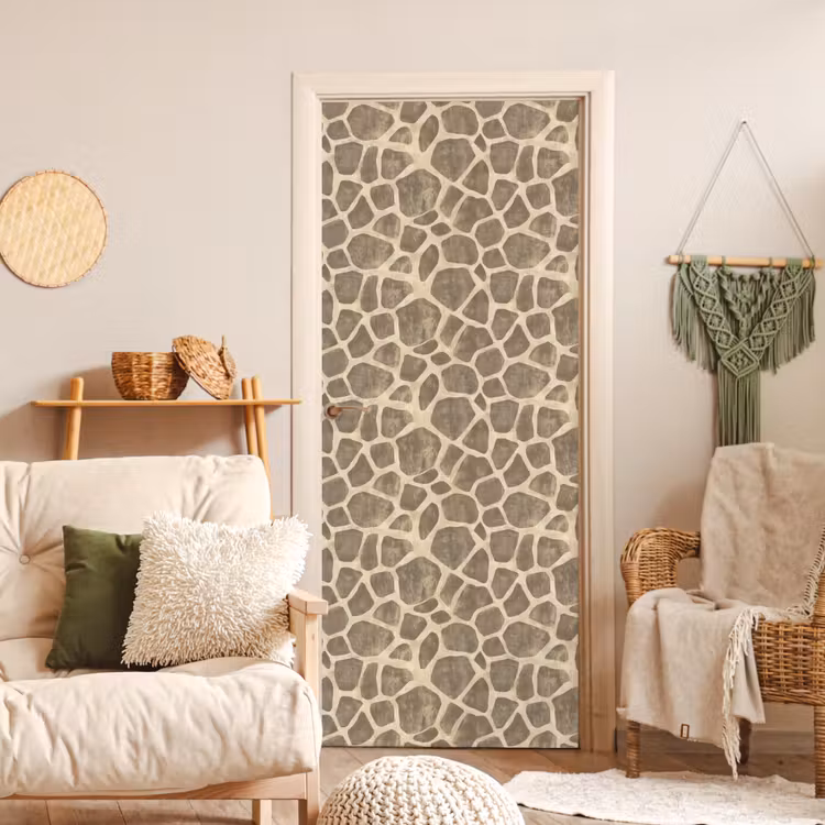 Giraf - Patroon - Beige - Bruin deurposter klein 289 -sfeer2