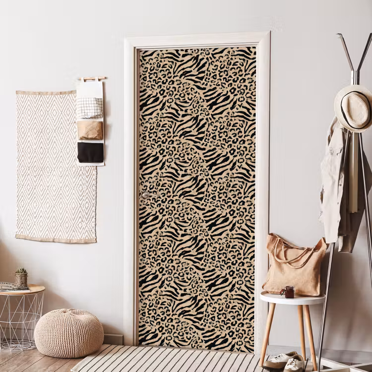 Giraf - Zebra - Motief - Bruin deurposter klein 289 -sfeer6