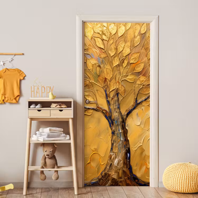 Goud - Boom - Abstract - Modern deurposter klein -sfeer4