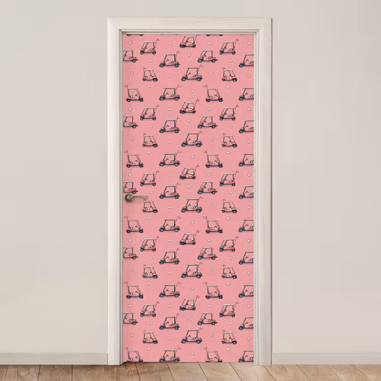 Golfkar - Retro - Roze deurposter klein 289 -3d_beige