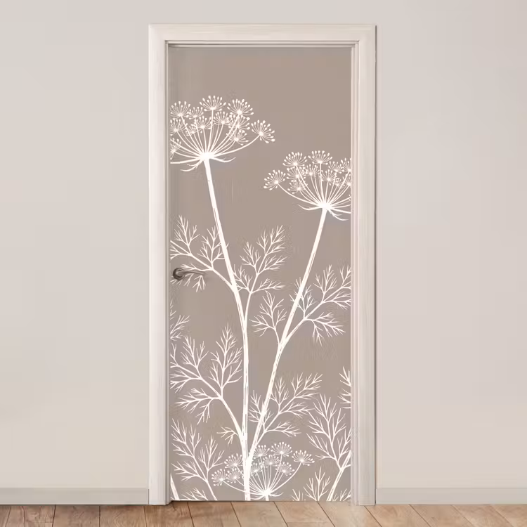 Grafisch - Fluitenkruid - Taupe deurposter klein -3d_beige