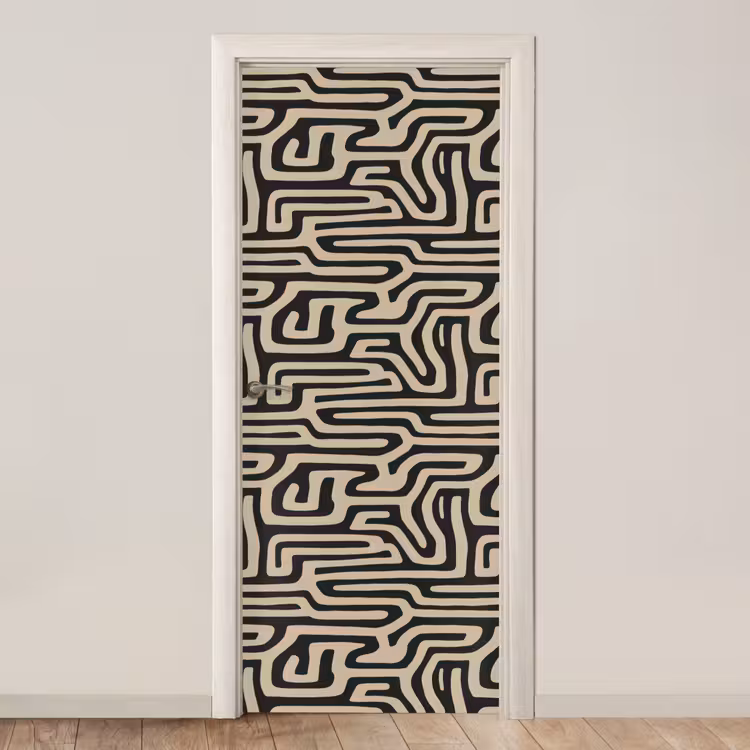 Grafisch - Lijnen - Zwart deurposter klein 289 -3d_beige
