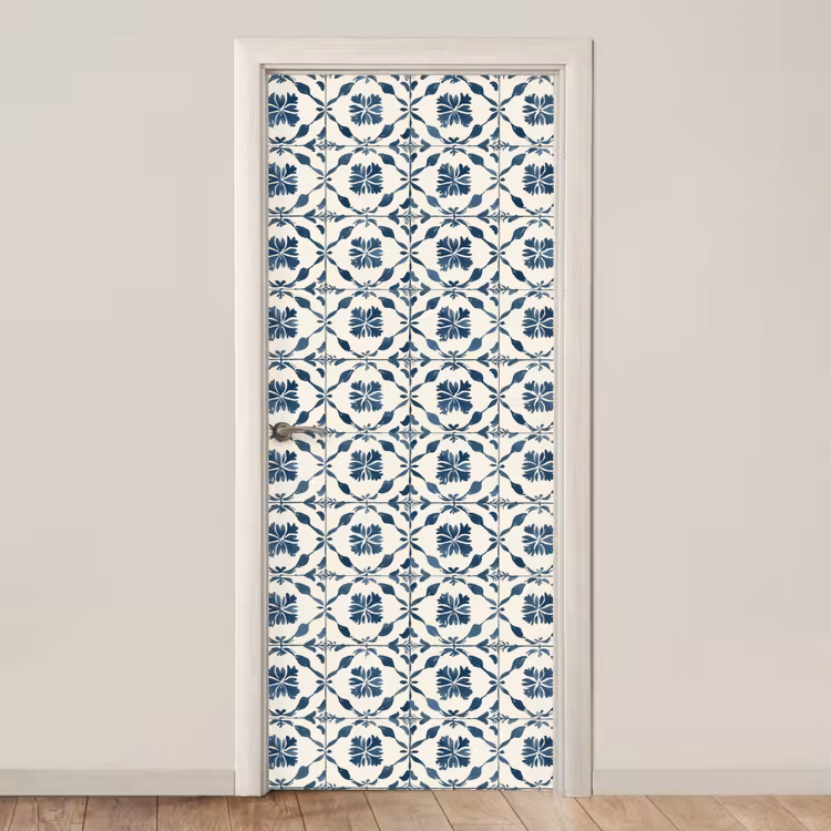 Grafisch - Tegel - Blauw deurposter klein 289 -3d_beige