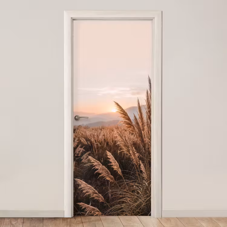 Gras - Veld - Zon - Natuur deurposter klein -3d_beige