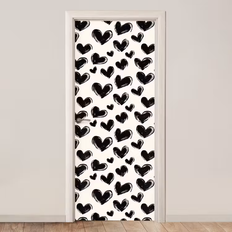 Hartjes - Patroon - Zwart deurposter klein 289 -3d_beige