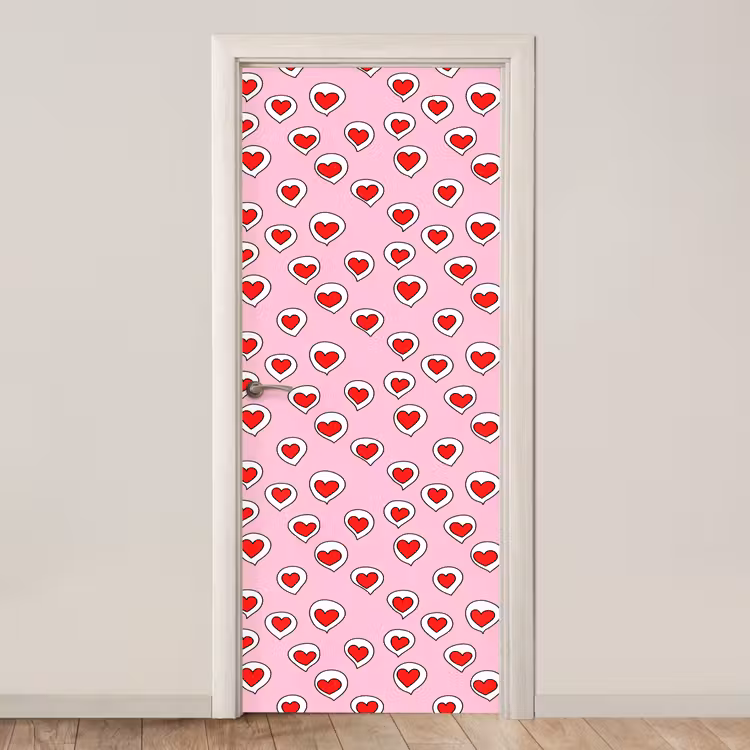 Hartjes - Patroon - Rood deurposter klein 289 -3d_beige