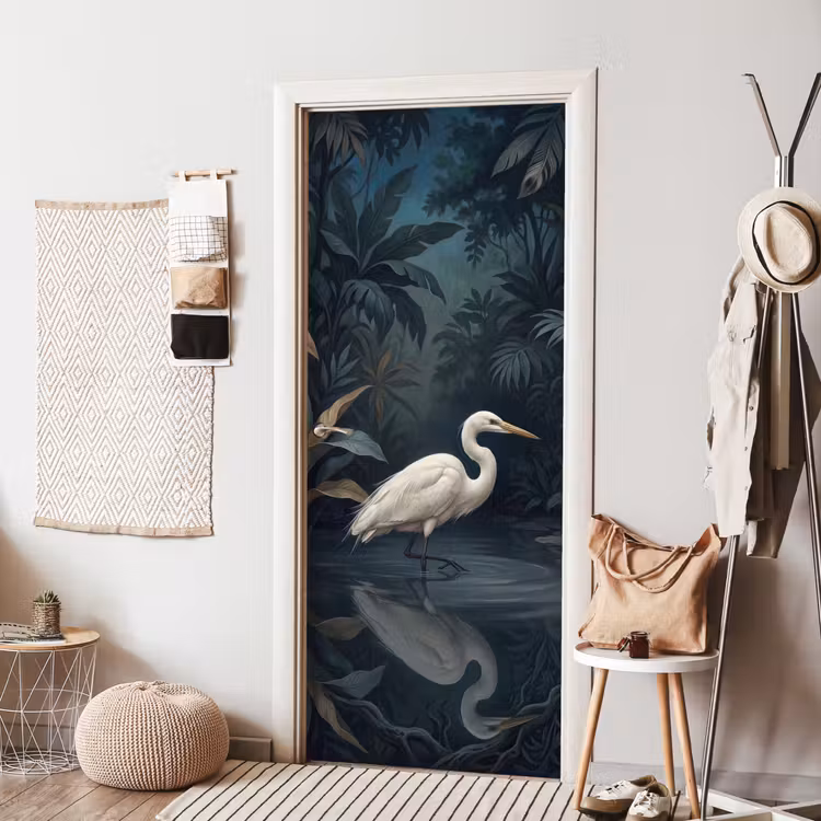 Reiger - Water - Natuur - Modern - Wit deurposter klein -sfeer6