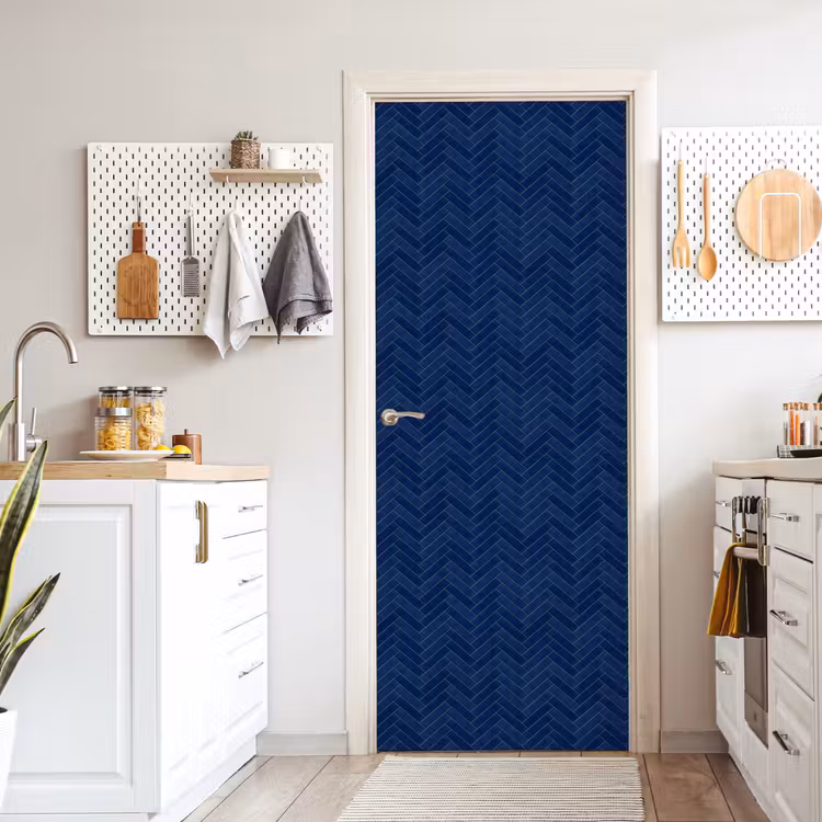Visgraat - Wandtegel - Donkerblauw - Navy Blue deurposter klein 289 -sfeer5