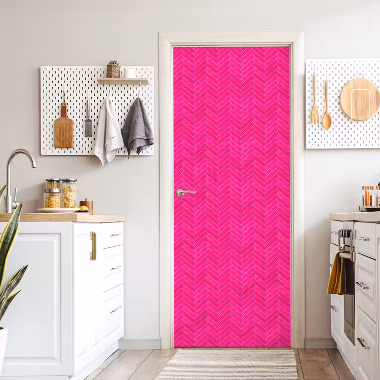 Visgraat - Wandtegel - Fuchsia - Roze deurposter klein 289 -sfeer5