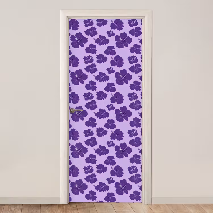 Hibiscus - Bloemen - Paars deurposter klein 289 -3d_beige