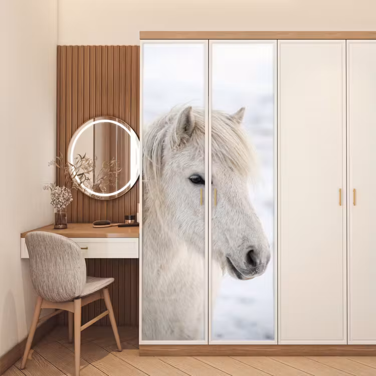 Paard - Kop - Winter - Dieren - Wit deurposter klein -sfeer3