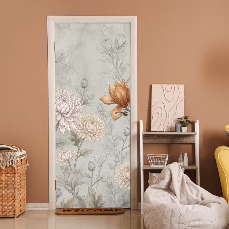 Illustratie - Bloemen - Groen deurposter klein -sfeer1