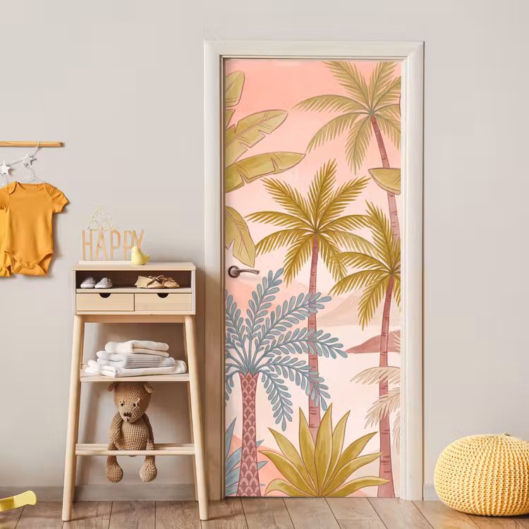 Illustratie - Palmbomen - Kleurrijk deurposter klein -sfeer4