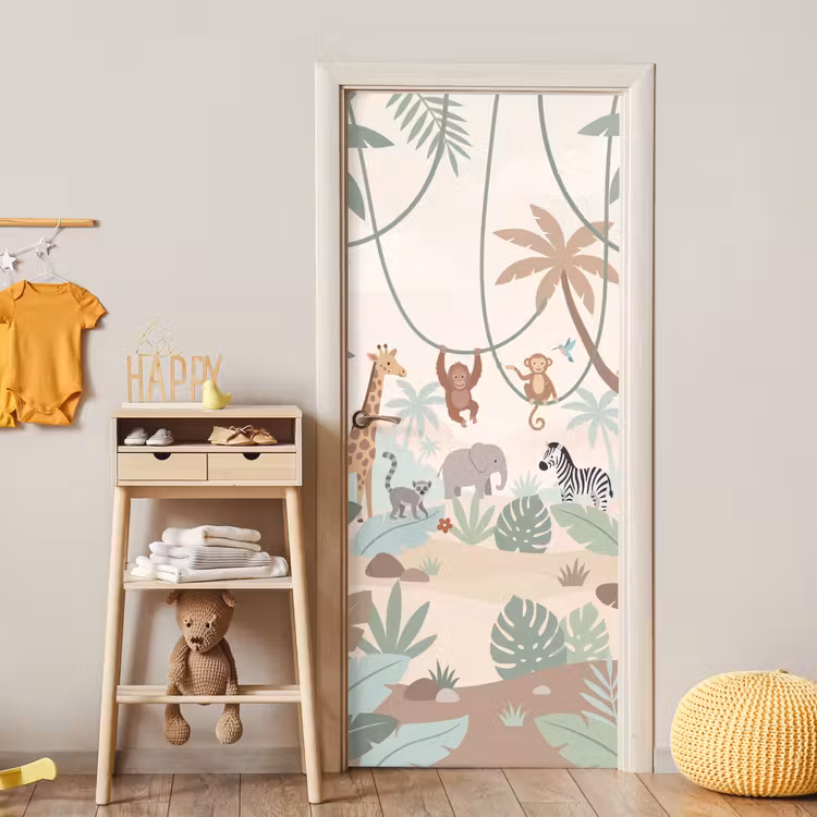 Jungle - Dieren - Groen deurposter klein -sfeer4