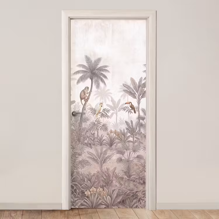 Jungle - Dieren - Palmbomen deurposter klein -3d_beige