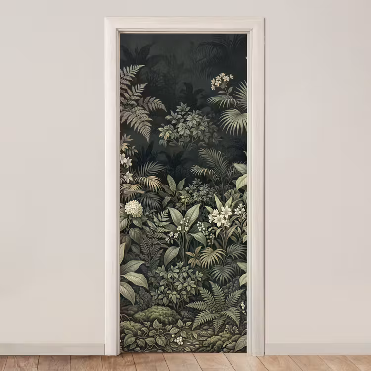 Jungle - Bladeren - Botanisch - Groen deurposter klein -3d_beige