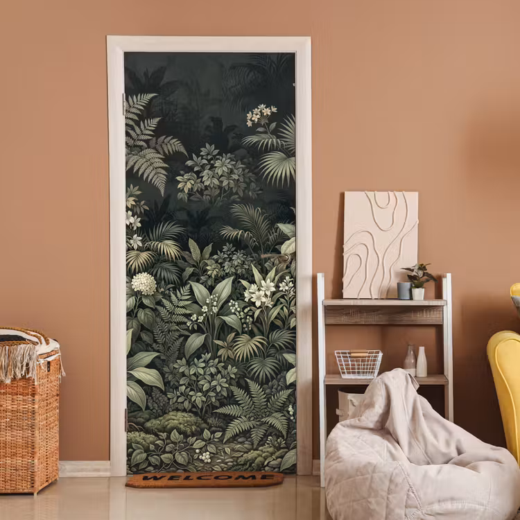 Jungle - Bladeren - Botanisch - Groen deurposter klein -sfeer1
