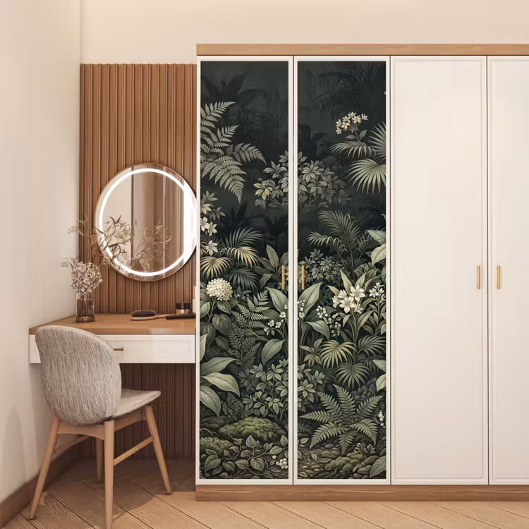 Jungle - Bladeren - Botanisch - Groen deurposter klein -sfeer3