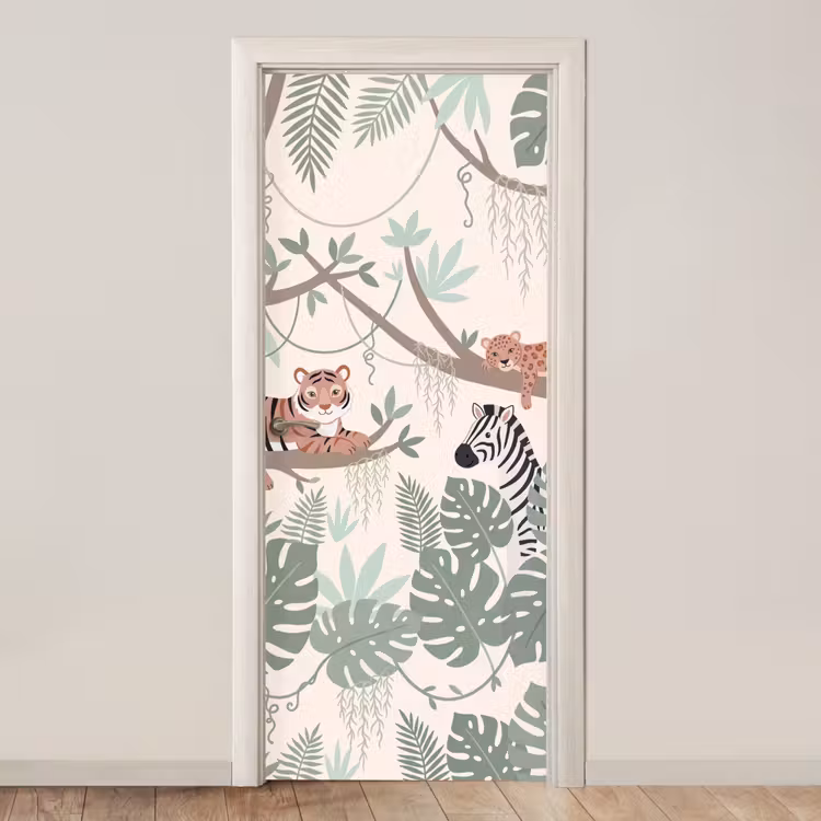 Jungle - Rustiek - Pastel deurposter klein -3d_beige