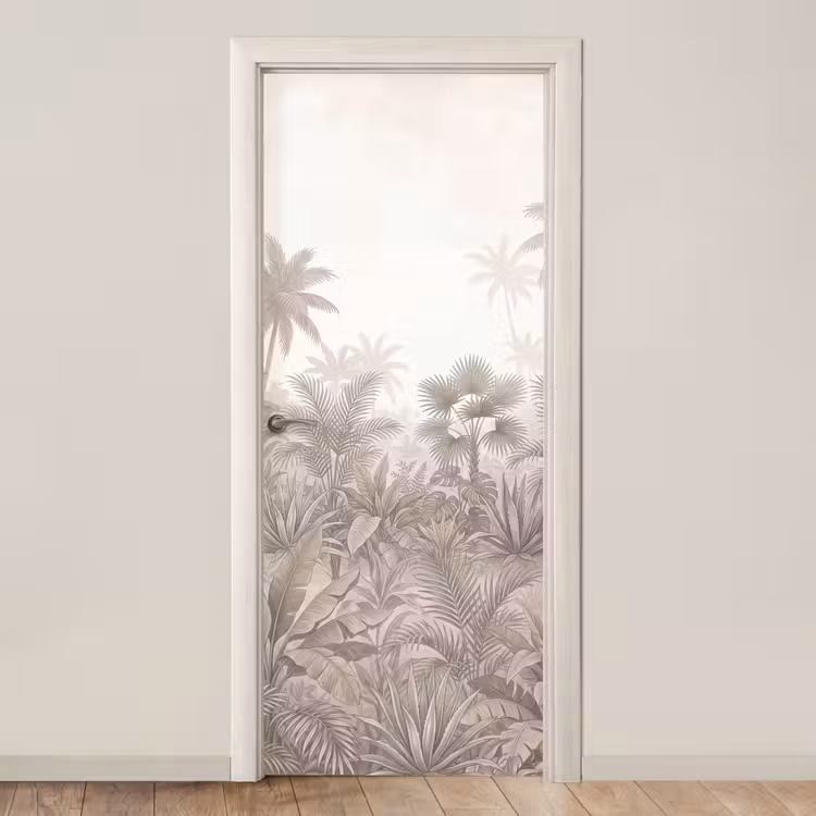 Jungle - Tropisch - Natuur -Vintage - Beige deurposter klein -3d_beige