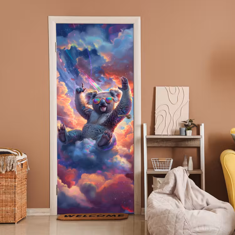 Koala - Dier - Zonnebril - Wolken deurposter klein -sfeer1