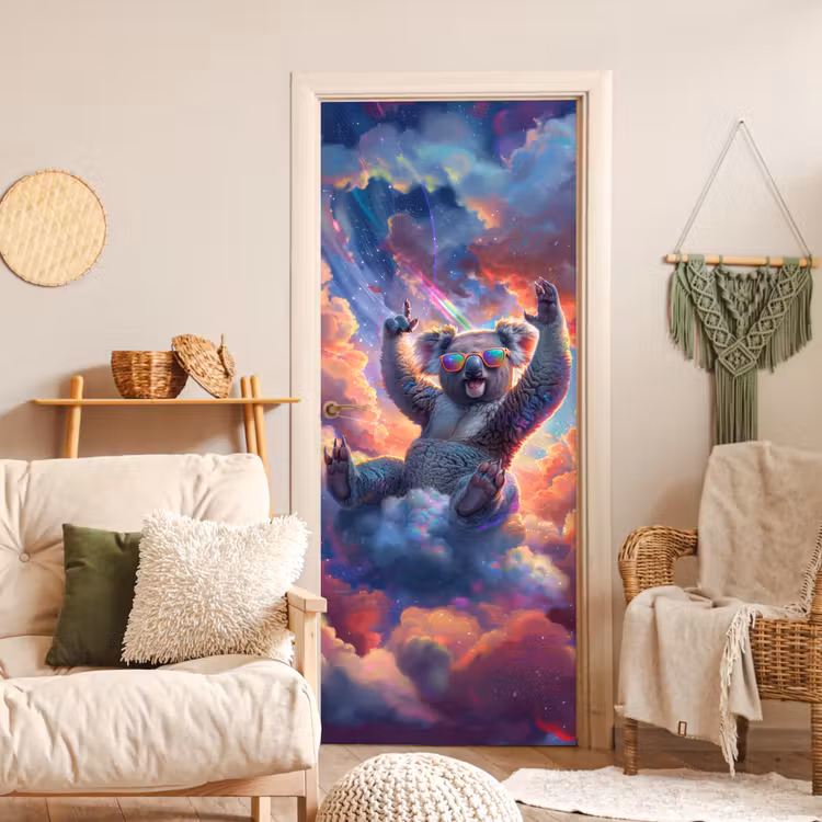 Koala - Dier - Zonnebril - Wolken deurposter klein -sfeer2